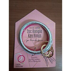 NWT Love Ellie Bangle Key Ring 2 Pack Silver Pink